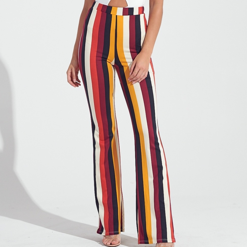 Retro Striped Flare Pants